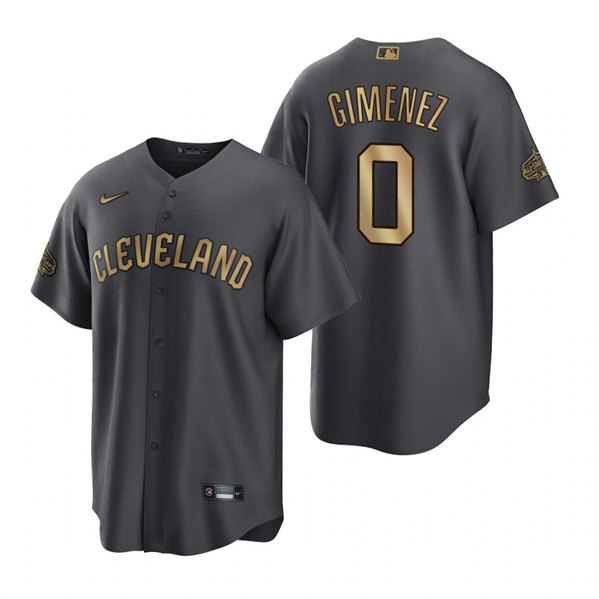 Men's Cleveland Guardians #0 Andres Gimenez Charcoal 2022 All-Star Cool Base Stitched Baseball Jersey